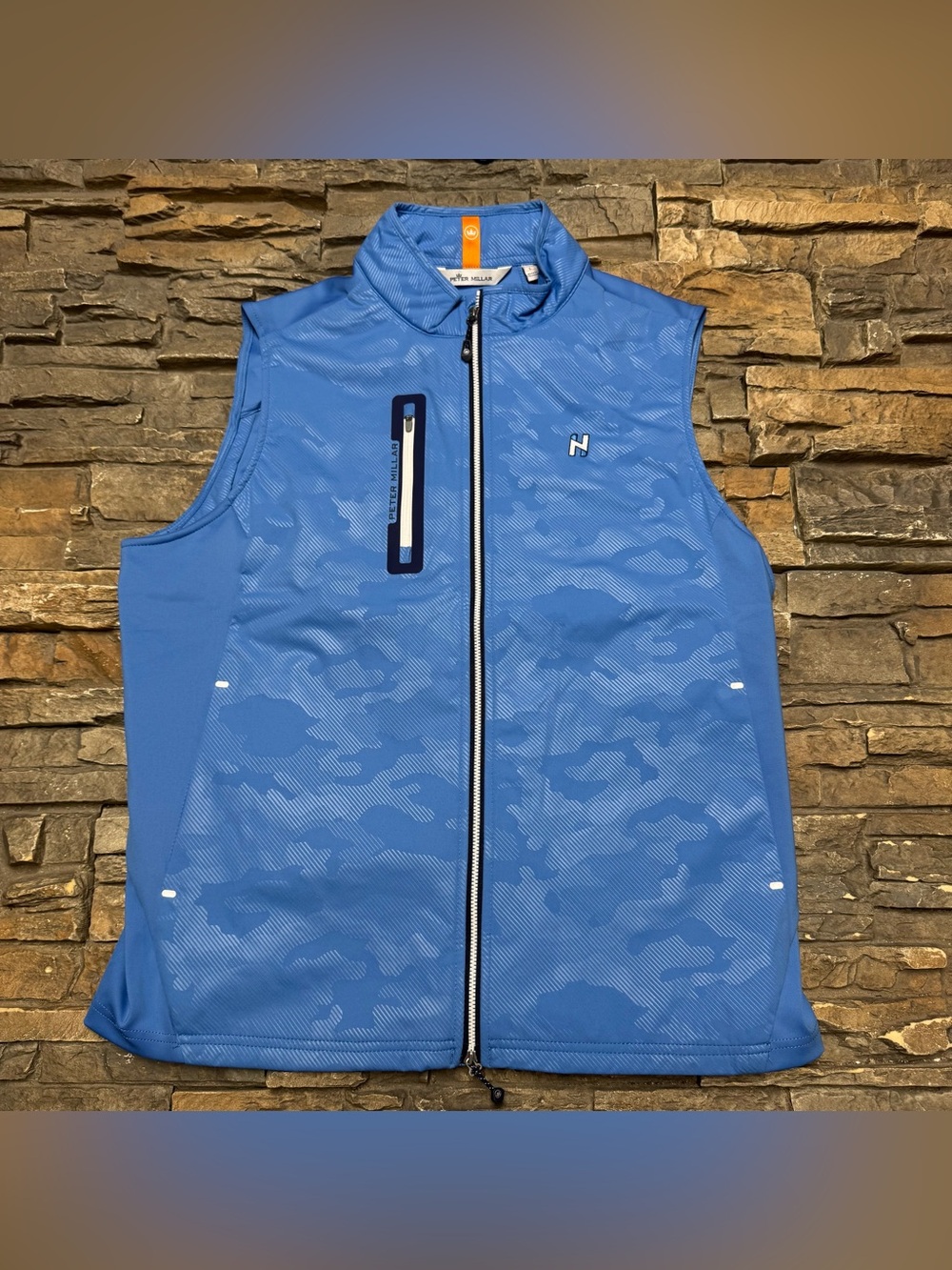 Peter Millar Hyperlight Fuse Vest Men’s Large Blue Camouflage Golf Crown Sport